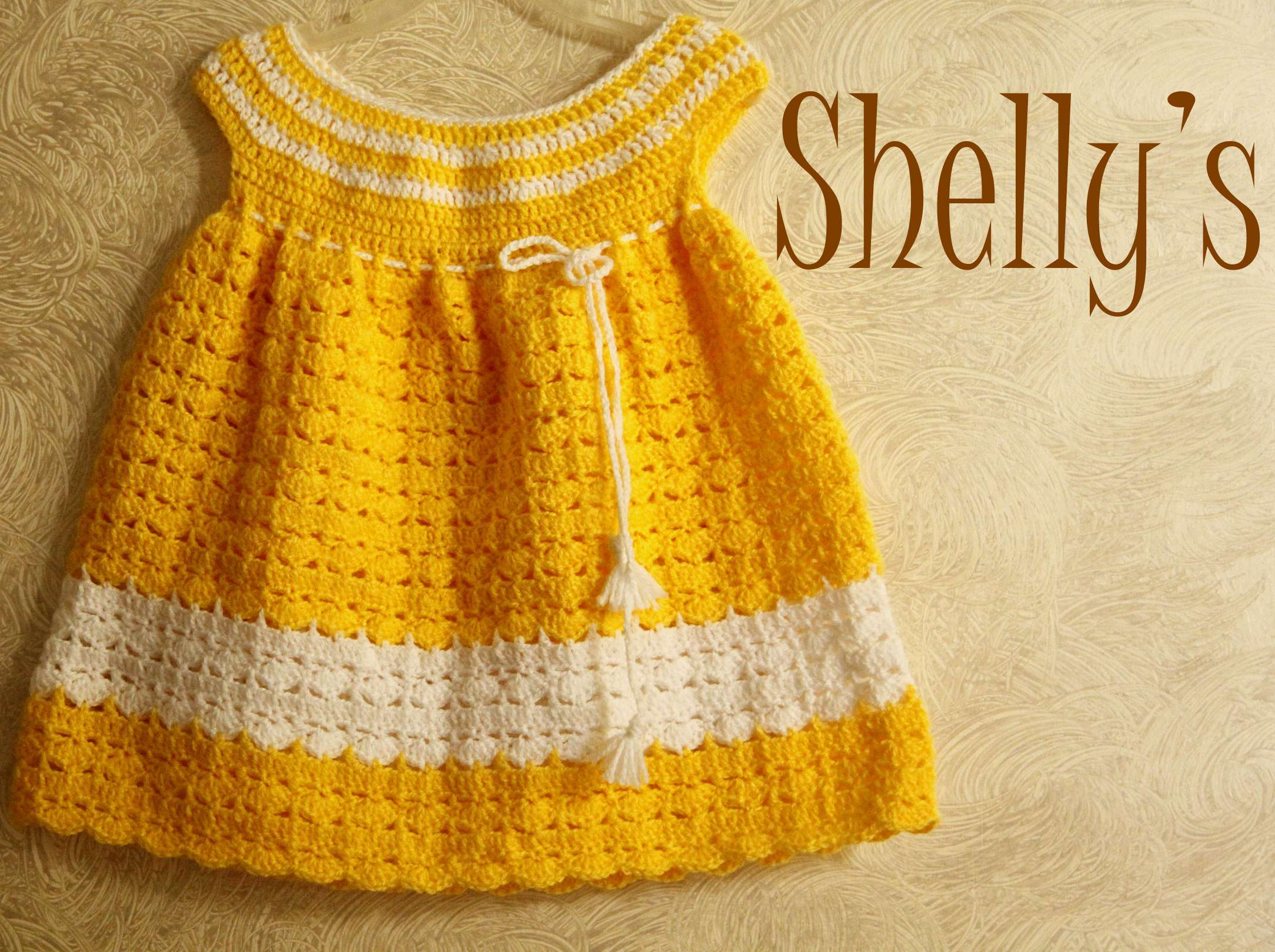 Crocheted dress-Yellow-White  