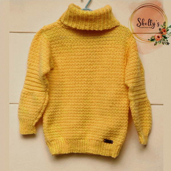 Textured High Neck Pullover Yellow 